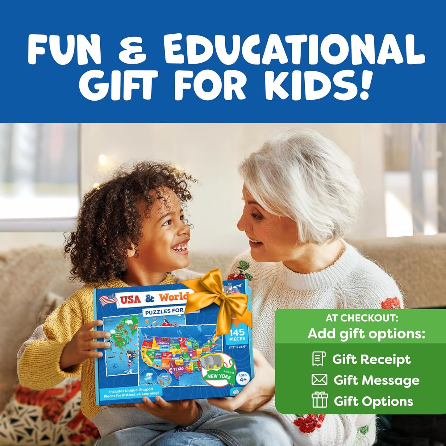 World Map Puzzle for Kids - 75 Piece - World Puzzles with Continents - Childrens Jigsaw Geography Puzzles for Kids Ages 4-8, 5, 6, 7, 8-10 Year Olds - Globe Atlas Puzzle Maps Learning Games Gifts
