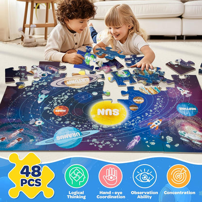 Jumbo Floor Puzzle for Kids, 48 Pieces Large Solar System Jigsaw Puzzles for Kids 3 4 5, Toddler Learning Preschool Educational Toys for 4-8, Birthday for Boys Girls
