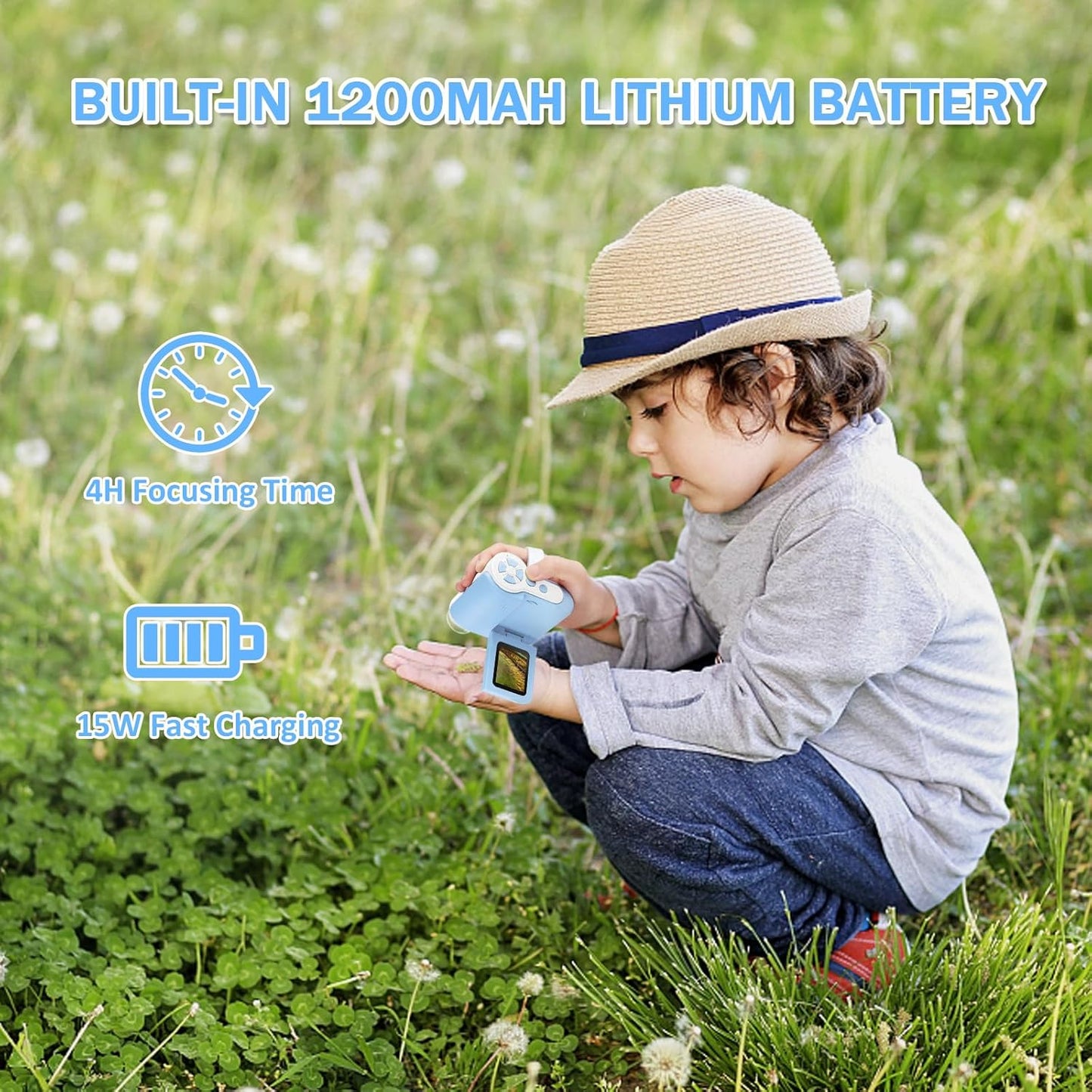 1000X Microscope for Kids 8-12, 4K HD Screen with 6 LED Lights, Portable Microscope for Outdoor STEM Learning, Rechargeable Science Kit, Birthday Easter Gifts for Kids