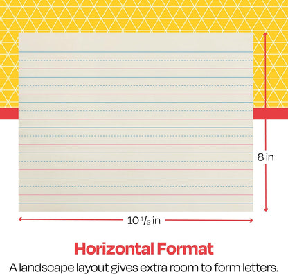 School Smart Zaner-Bloser Writing Paper, Handwriting Practice Lined Paper, Grade 2 to 3 Learning, 1/2 Inch Rule, 10-1/2 x 8 Inches, 500 Sheets