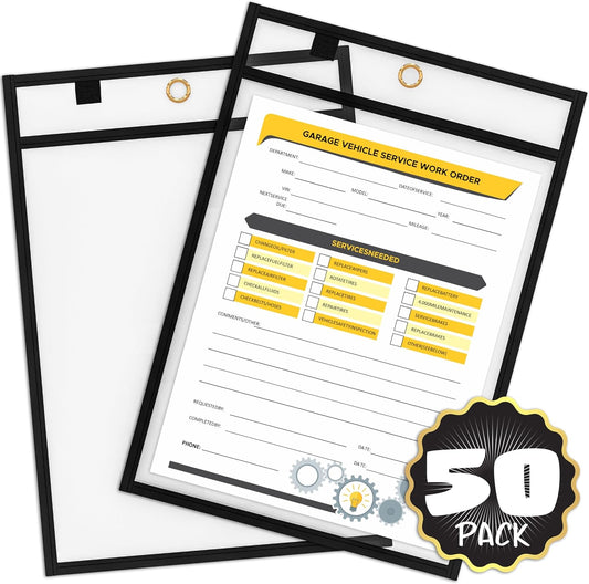 SCRIBBLEDO Dry Erase Pockets Reusable Dry Erase Sleeves with Marker Holder Colorful Dry Erase Pocket Sleeves for School Classroom or Work Ticket Holders Assorted Colors 50 Pack