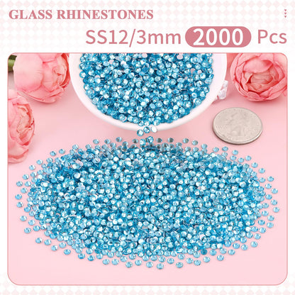 5000PCS SS6/2mm Glass Crystal Rhinestones (Clear), Bedazzling Flatback Rhinestones for Crafting DIY Crafts Nail Art Makeup Decoration, Gems Diamond Charms for Tumbler Shoes Clothing Mug