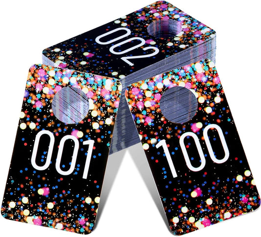 Jetec 300 Pieces Live Plastic Number Tags, Consecutive Reusable Normal and Mirrored Image Number Tags for Live Coat Room Hanger Cards