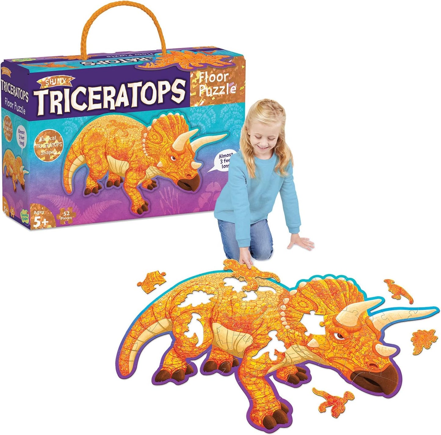 Peaceable Kingdom Giant Floor Puzzles with Uniquely Fun Shaped Pieces for Kids Ages 3+ Gifts for Boys and Girls - Racecar