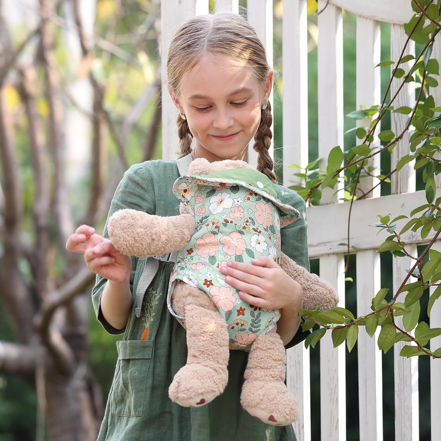 GAGAKU Baby Doll Carrier for Little Girls, Reborn Doll Accessories for Toddlers 3+ Years Old, Kids Toy Baby Dolls Sling Carrier - Pink - Moonflower