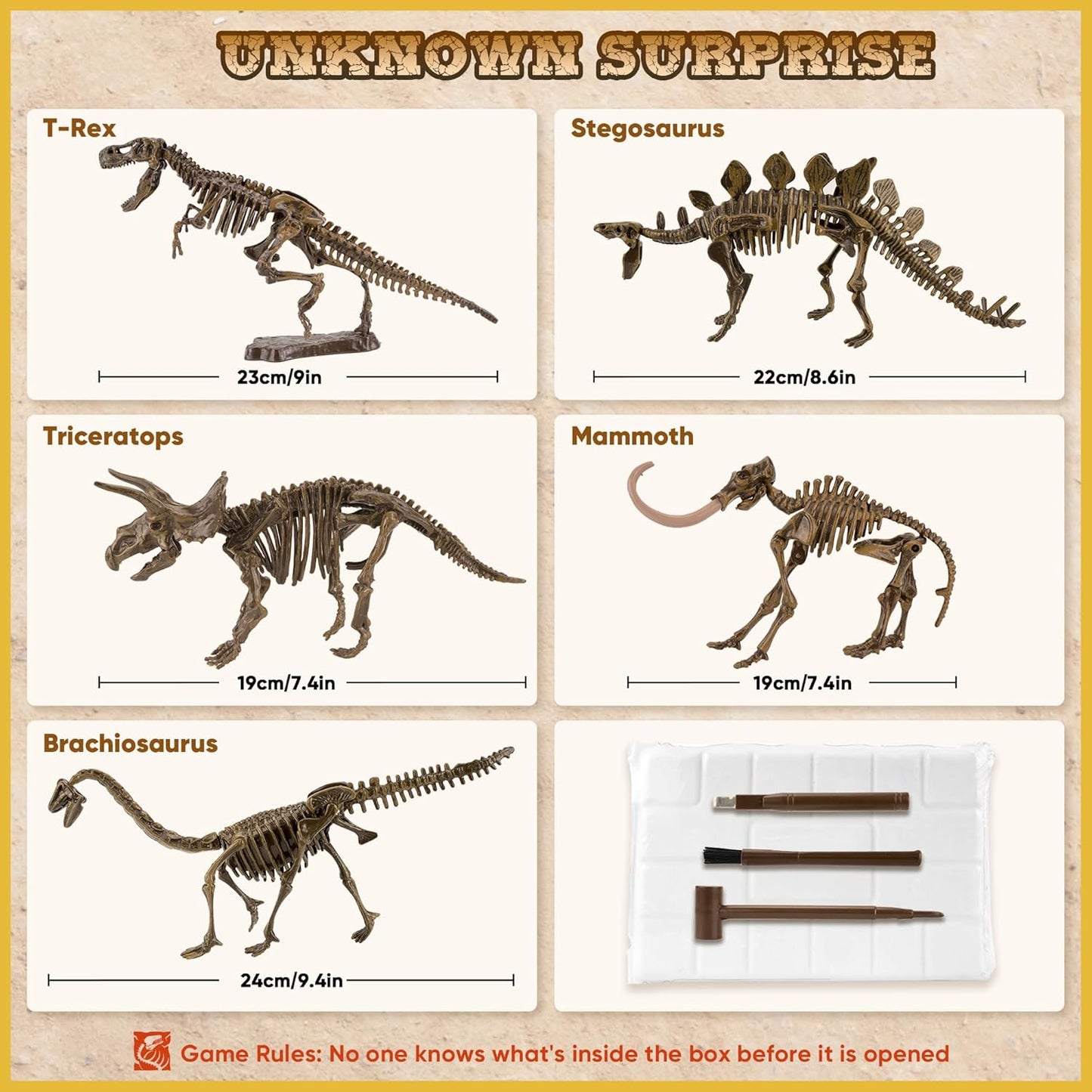 VIBIRIT Dig Up Dinosaurs Skeleton Set,Dinosaur Digging Fossil Kit Model Toys,Excavation Kits for kids5-12year,Educational Realistic Toys for Kids,Boys,Girls
