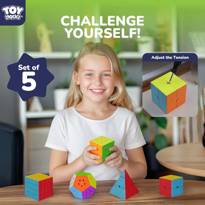 STEAM Life Speed Cube Set, Speed Cube Set of 2x2 3x3 4x4 Megaminx and Pyramid Cube Smoothly Stickerless Magic Cubes Collection for Kids & Adults