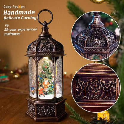 Musical Christmas Snow Globes Lantern, 7.87" Lighted Electric Snowglobes with 8 Holiday Songs 6H Timer Dual Power, Snowman Christmas Ornaments Snow Globe for Kids Adults Xmas Decor Gifts for Men Women