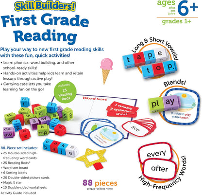 Learning Resources Skill Builders! Kindergarten Reading Activity Set - 122 Pieces, Ages 5+, Back to School Essential Materials, Homeschool Supplies