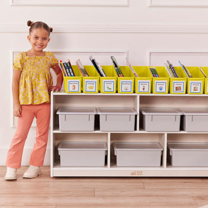 ECR4Kids Linking Plastic Storage Book Bin, Multipurpose Organization, Neon Purple, 10-Piece