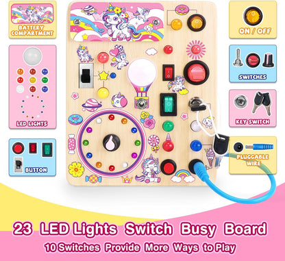 Grarain Busy Board for Toddlers - Montessori Educational Toy for 1-3 Year Old Boys & Girls | Travel-Friendly Sensory Learning Activity | Ideal for Kids with Autism(Clocks Busy Board)
