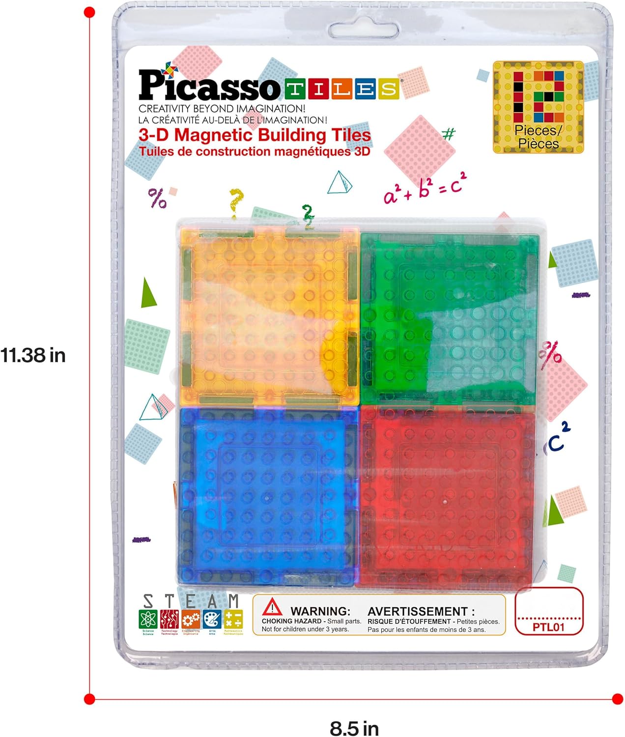 PicassoTiles 333pcs Magnetic Brick Tile and Magnetic Tile Combo Set, Action Figures included, Building Blocks STEM Toys, Educational Montessori Preschool Toddler classroom learning toys, Kids activity