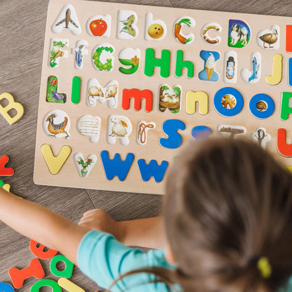 Melissa & Doug Upper & Lower Case Alphabet Letters Wooden Puzzle - 52 Pieces