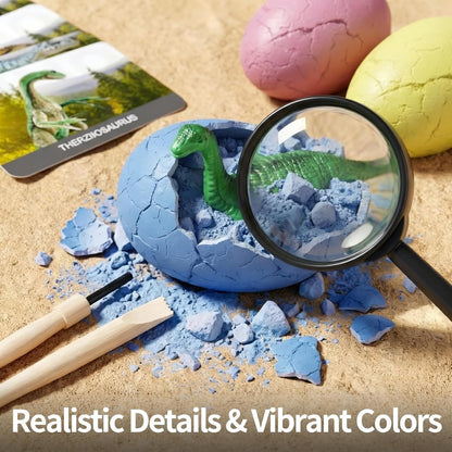 24 Dinosaur Eggs Dig Kit Toys for Kids, Dinosaur Eggs Excavation Kit with Magnifier, Easter Basket Stuffers, Science STEM Birthday Party Favors Gifts for Boys Girls Age 3 4 5 6 7 8 9 10 + Years Old