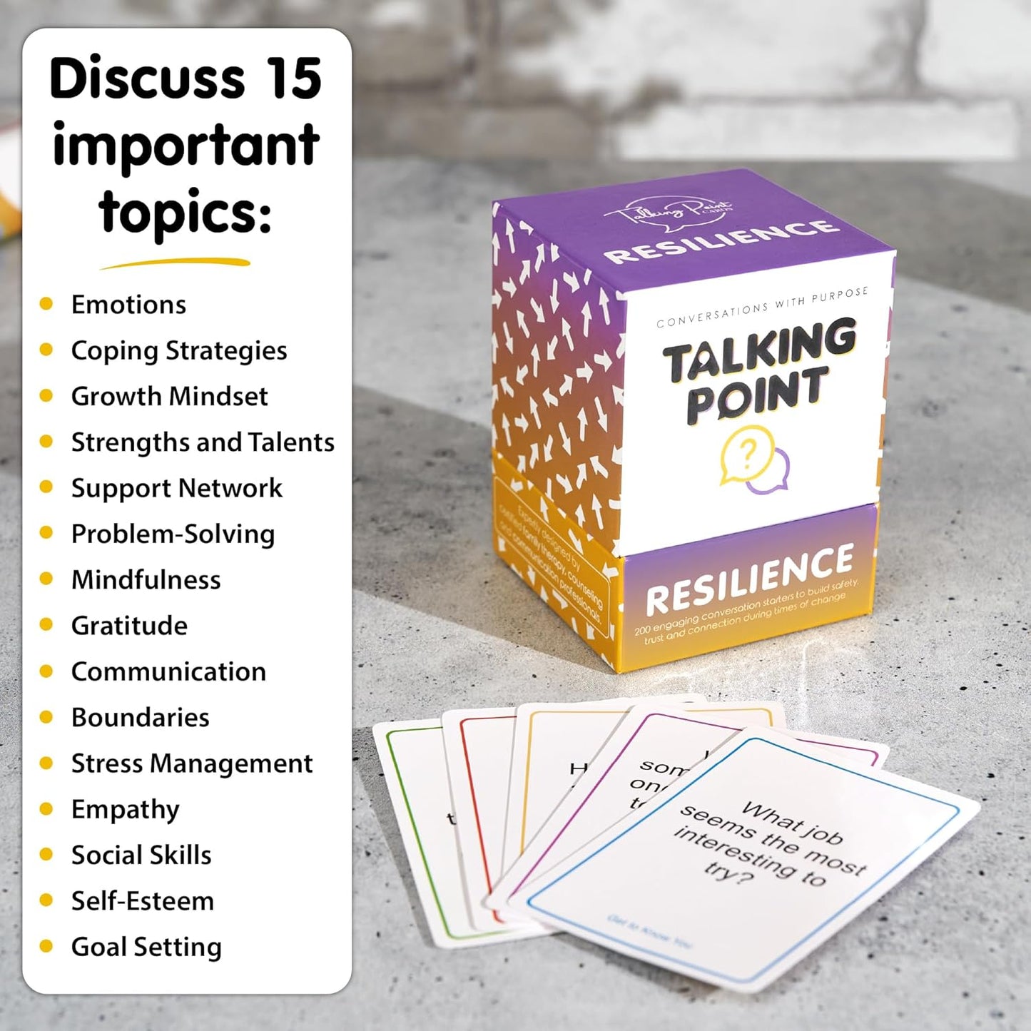 200 Resilience Conversation Starter Cards for Stronger Families - Build Trust, Safety and Connection Through Transitions or Life Changes - Deeper Discussion Parents Children's Therapy Icebreaker Game
