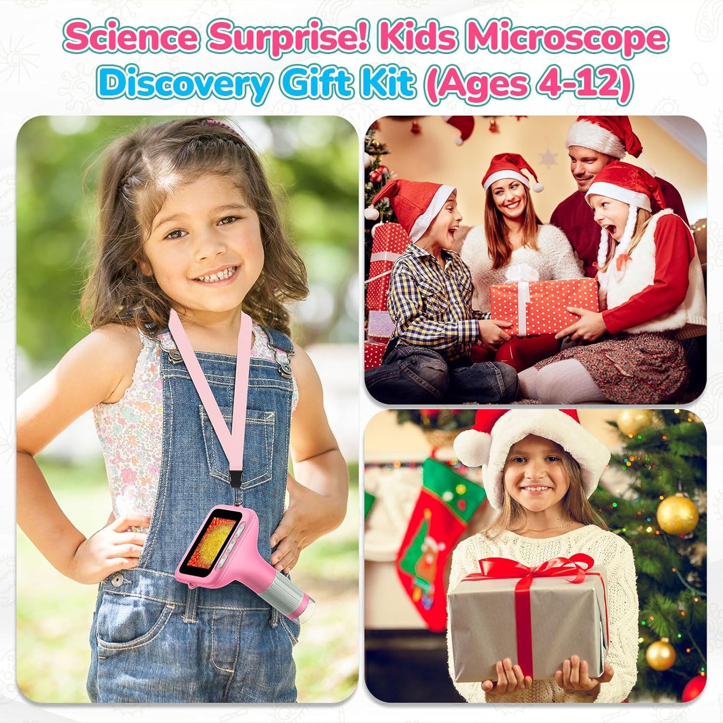 3.0" Screen Digital Microscope for Kids: 1000X Rechargeable Mini Pocket Portable Miniscope Magnifying Glass 4K Coin Jewelry Loupe Edu Science STEM Toy Xmas Gift 4-12 Boys Girls