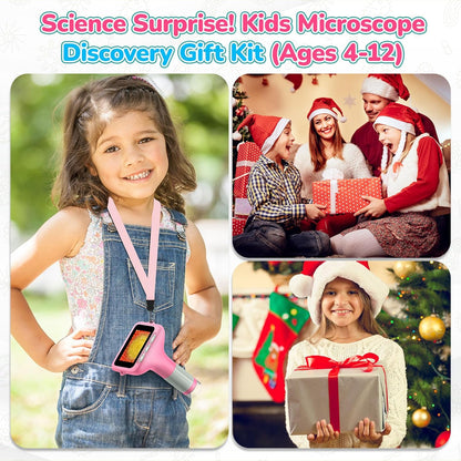 3.0" Screen Digital Microscope for Kids: 1000X Rechargeable Mini Pocket Portable Miniscope Magnifying Glass 4K Coin Jewelry Loupe Edu Science STEM Toy Xmas Gift 4-12 Boys Girls