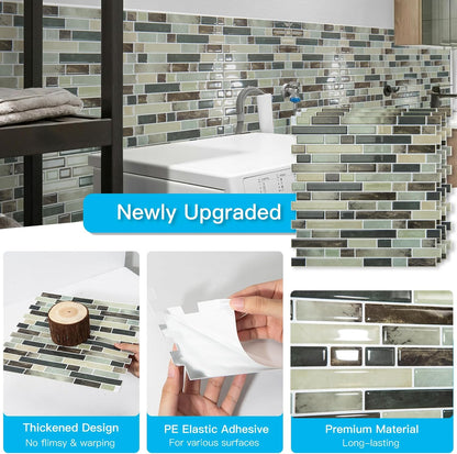 Art3d 10-Sheet Heavy-Duty Peel and Stick Backsplash, Waterproof Wall Tiles Stick on Kitchen Backsplash Living Space, Carrara Grey