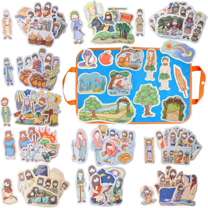 CHEFAN 12 Pack Felt Board Bible Stories Pieces,Flannel Board Stories for Preschool Activities Included a Felt Bag