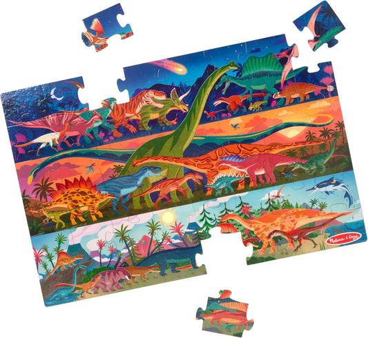 Melissa & Doug Dinosaurs Jumbo Floor Puzzle, 48-Piece Prehistoric-Themed Jigsaw Puzzle with Dinosaurs and Illustrated Guide, 3 x 2 Foot Kids Puzzles for Toddlers Ages 3+