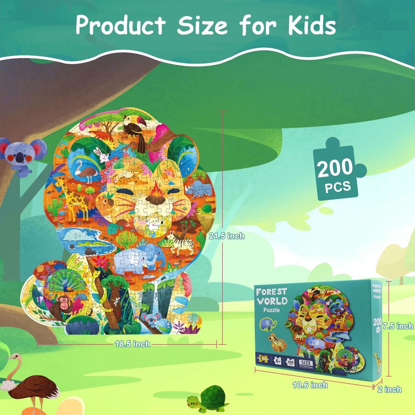 Dinosaur Puzzles for Kids Ages 6-8 Years Old 295 Piece Jigsaw Puzzles Unique Animal Shape Floor Puzzle Ages 8-10 Learning Educational Toys Birthday Gift for Boys Girls Ages 10-12
