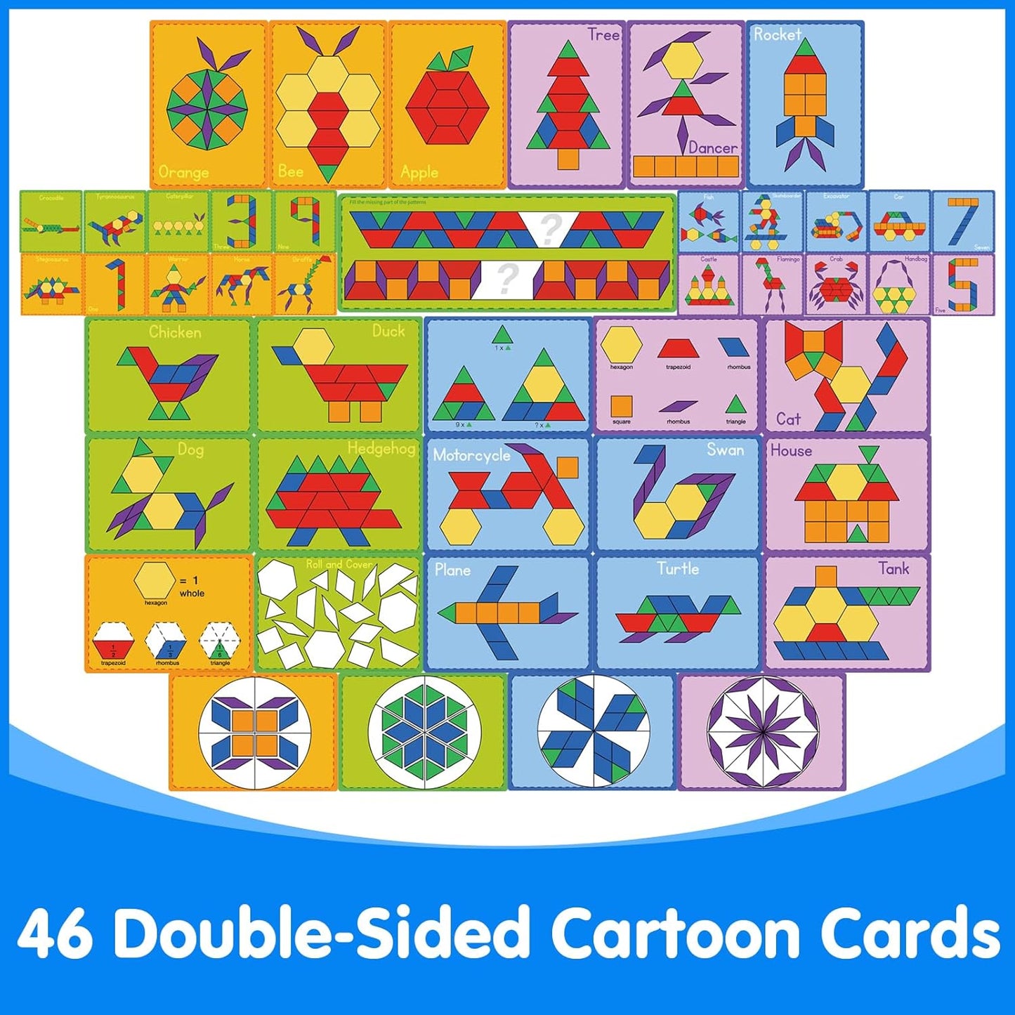 Odoorgames Light Box with Shapes & Cards Set – Light Table for Kids, Educational Toys for Tracing, Sensory Play & Early Learning (Cyan)
