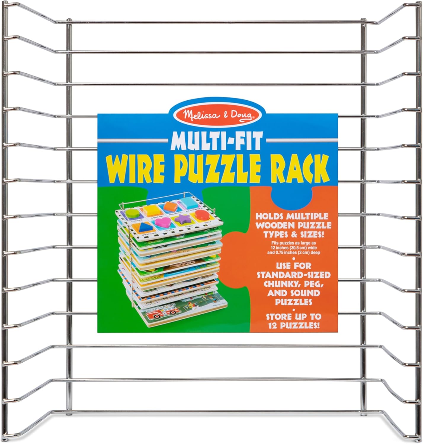 Melissa & Doug Puzzle Storage Rack - Wire Rack Holds 12 Puzzles