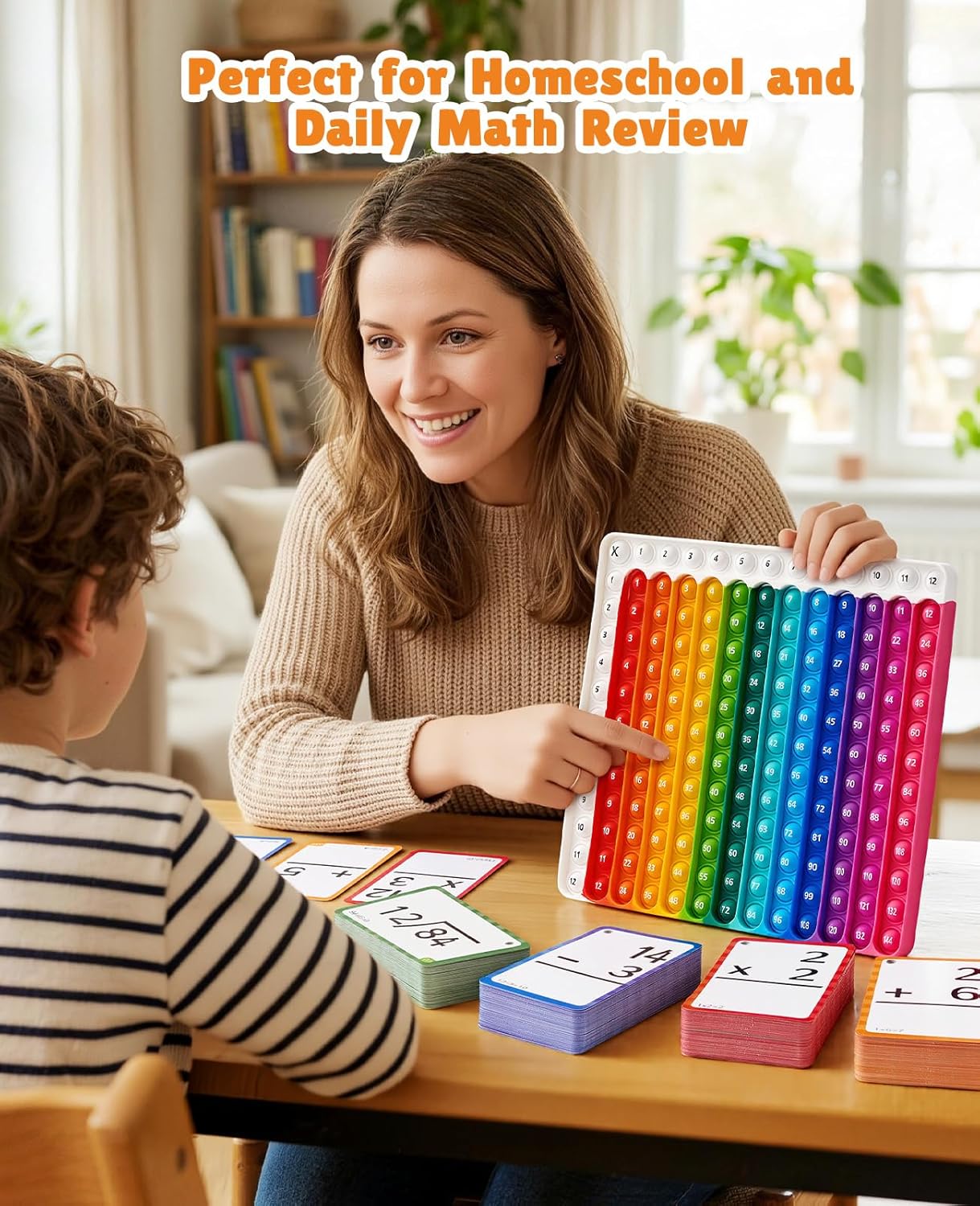 JoyCat Multiplication Flash Cards + Chart- 156 Hole Punched Math Game Flashcards for Kids Ages 8 and Up, Times Table Manipulatives for Preschoolers 3rd,4th,5th,6th Grade