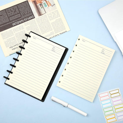 Discbound Notebook Refills for 11 Discs Notebooks 8.6 in x 12 in Letter Size 120 Sheets Multi-Subject Project Lined Pages Customizable Removable Pages(100 GSM) Heavyweight Planing Paper