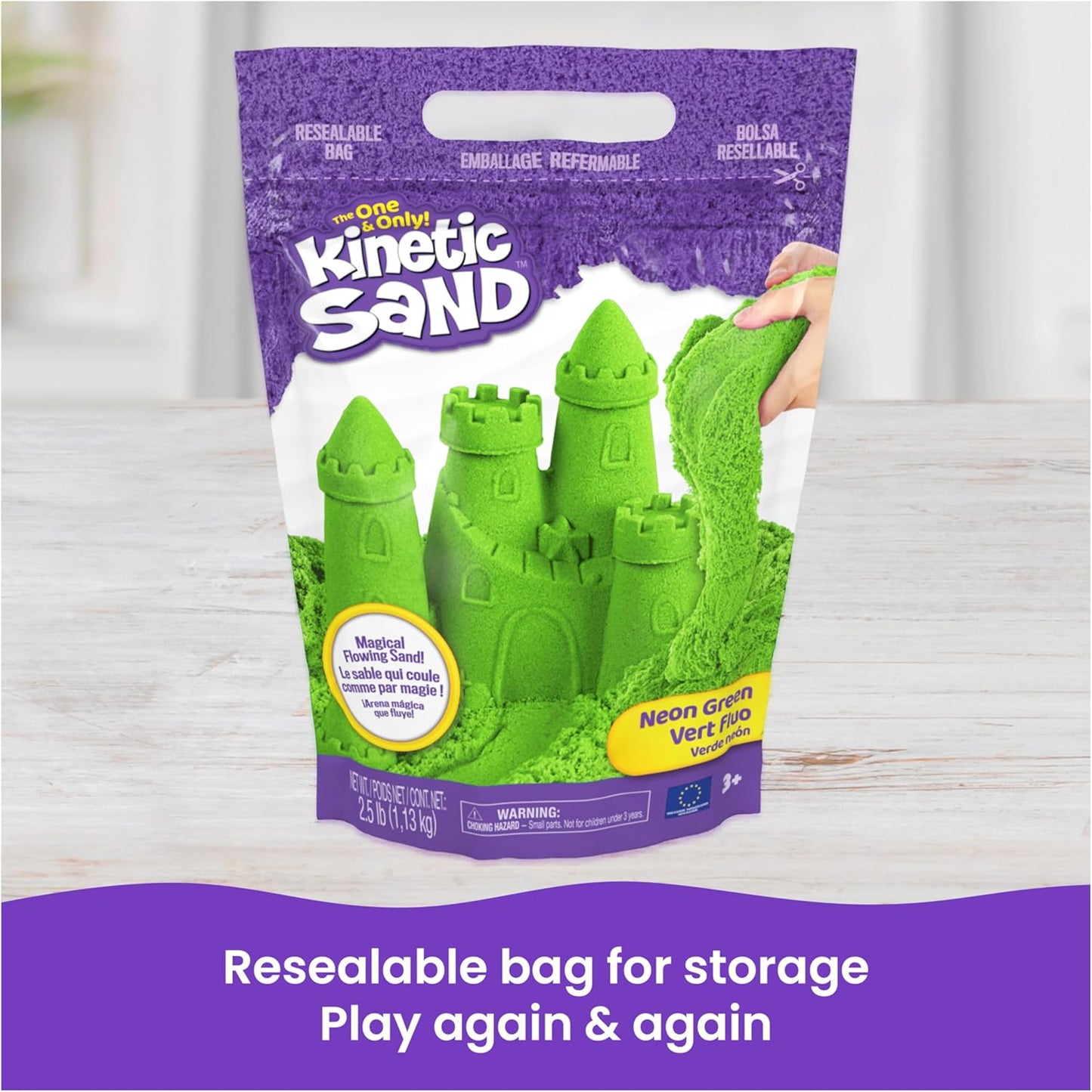 Kinetic Sand, 2.5lbs Purple Play Sand, Amazon Exclusive, Moldable Sensory Toys for Kids, Resealable Bag (Packaging May Vary), for Ages 3 and up