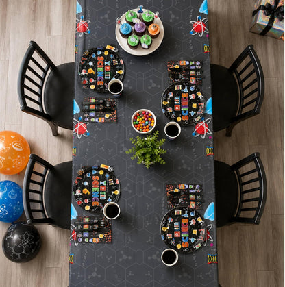 Blue Orchards Science Table Covers (Pack of 3) - 54"x108" XL - Science Birthday Party Decorations, Chemistry Party, Laboratory Theme Table Cloth