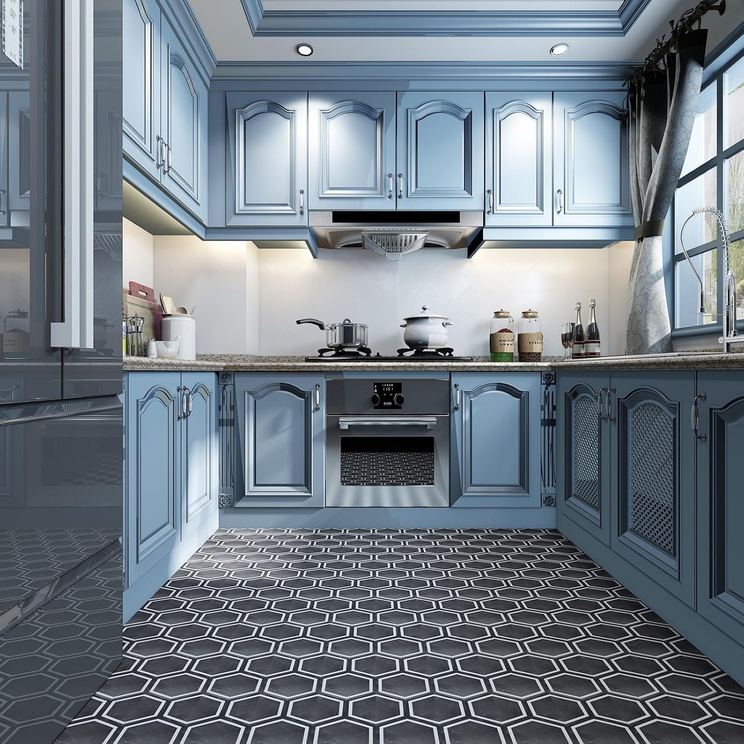 Art3d 10-Pack Hexagon Peel and Stick Flooring Tile Marble Look, Self Adhesive Waterproof Vinyl Floor Tile for Living Room, Kitchen, Bathroom, Bedroom, 11.8" x 10.2" White Marble