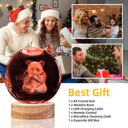 3D Solar System Crystal Ball Night Light with 16 Color LED Wooden Base, Upgraded 3.15 Inch Galaxy Planets Glass Ball Lamps with Remote for Birthday Christmas, Astronomy Space Gifts for Boys Girls