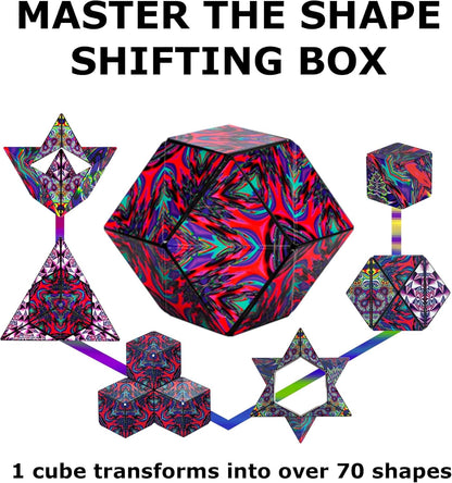 Shashibo Shape Shifting Box - Award-Winning STEM Fidget Toy with Ultra Strong Magnets - Puzzle Cube Transforms Into 100+ Shapes, Perfect Sensory Gift for Kids, Teens, and Adults (Blue Planet)
