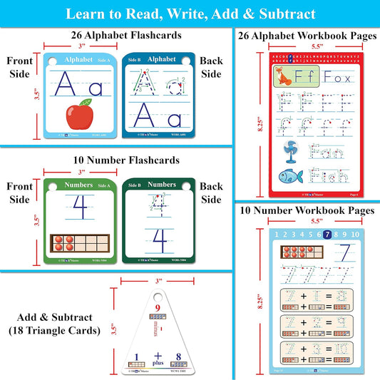 Think2Master Alphabet, Numbers & Words. Book & Flash Cards - Read & Write, Count & Add