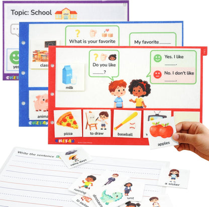 CHEFAN Sentence Building for Kids, Yes/No Questions, WH- Questions, and Topic-Based Discussion Cards, Fun Talking Cards for Children & Families, Visual Conversation Builder Kit for Home & Classroom