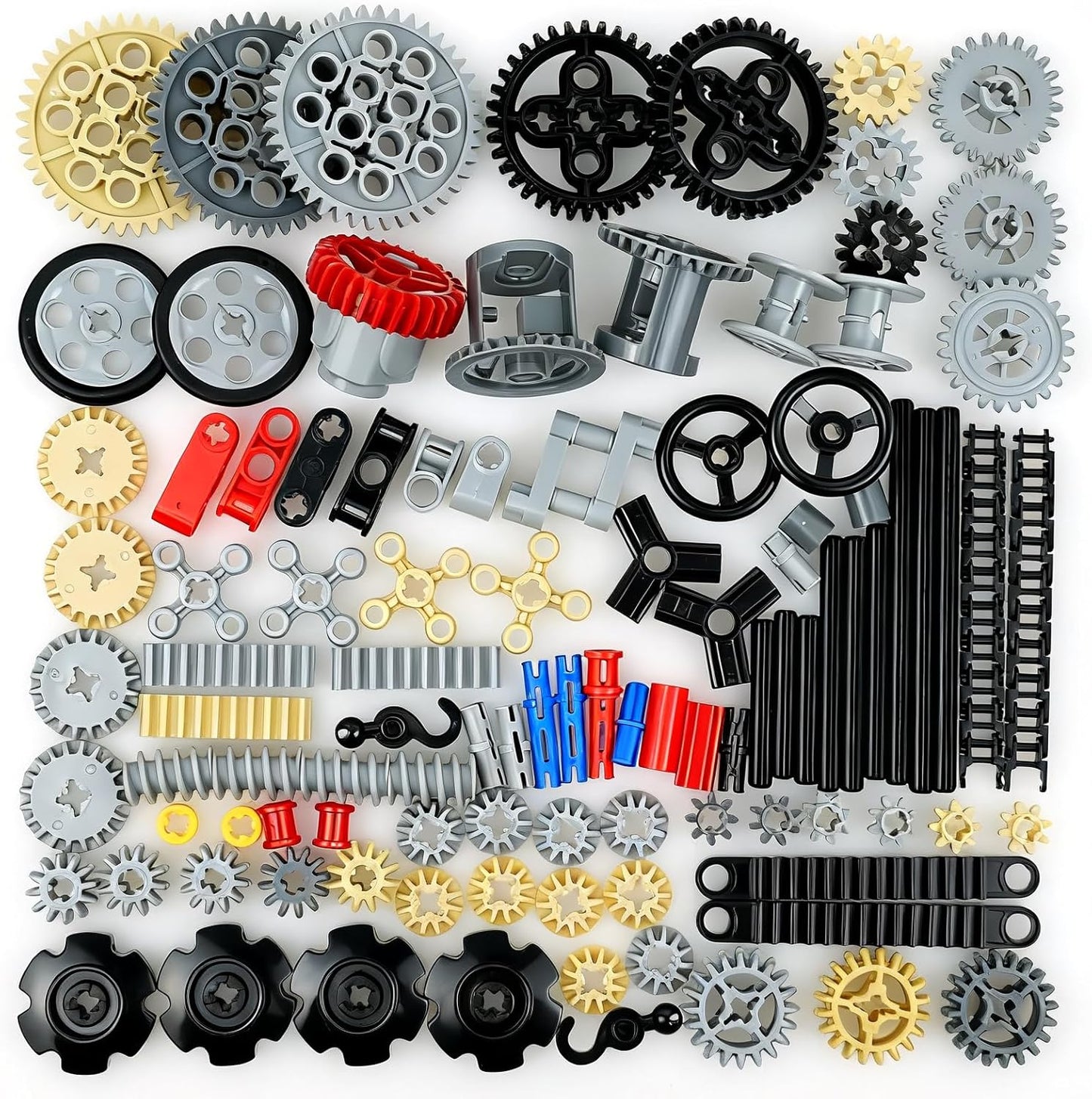 BroTex Technical-Parts-Beams-Gears Bricks Bulk Pins Connectors, Compatible with Car-Motors Accessories Building Blocks Sets MOC Buildings Toys for Adults Kids Age 6+ Toys