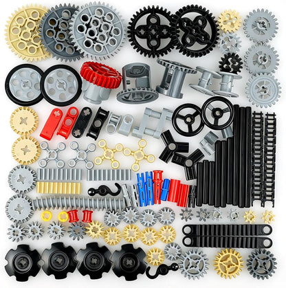 BroTex Technical-Parts-Beams-Gears Bricks Bulk Pins Connectors, Compatible with Car-Motors Accessories Building Blocks Sets MOC Buildings Toys for Adults Kids Age 6+ Toys