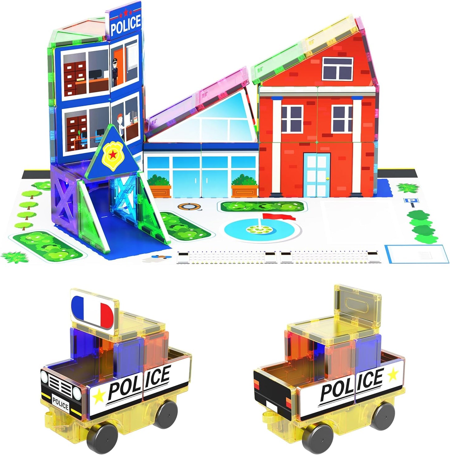 PicassoTiles Magnetic Building Block Set Geometry Shape Magnet Tiles Construction Toy STEM Learning Kit Educational Playset Playboard Pretend Play Stacking Blocks Child Brain Development PT16
