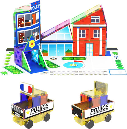 PicassoTiles Magnetic Building Block Set Geometry Shape Magnet Tiles Construction Toy STEM Learning Kit Educational Playset Playboard Pretend Play Stacking Blocks Child Brain Development PT16