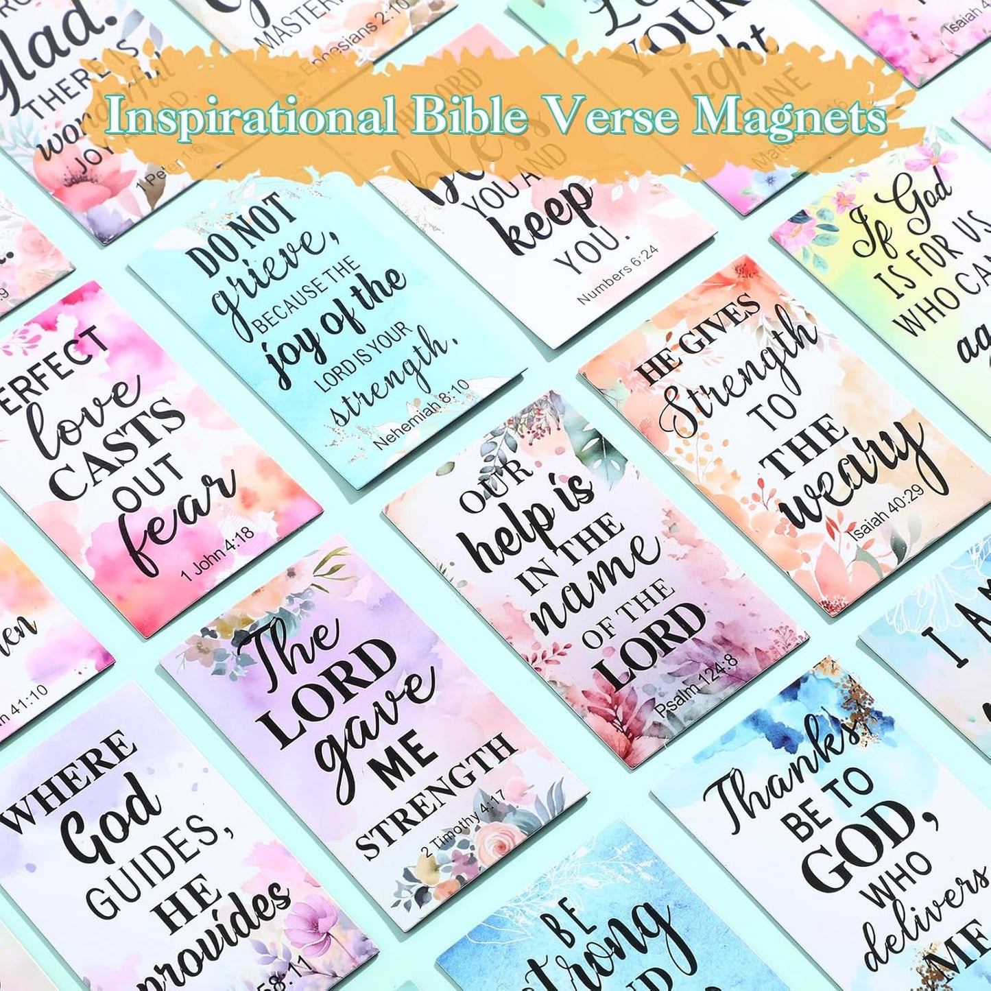 Blosssound 60 Pcs Inspirational Christian Magnets with Bible Verses Religious Refrigerator Magnet Motivational Quotes Fridge Scripture Positive Gifts for Home Office School Locker Decor(Scenery)