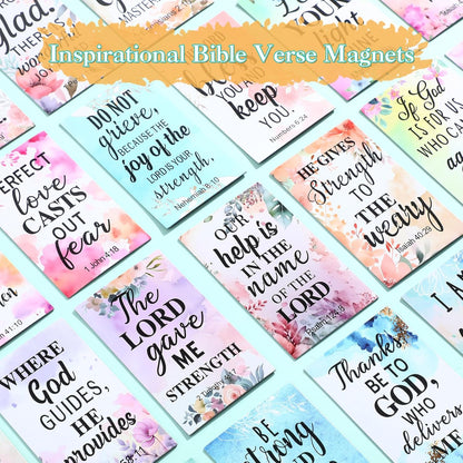 Blosssound 60 Pcs Inspirational Christian Magnets with Bible Verses Religious Refrigerator Magnet Motivational Quotes Fridge Scripture Positive Gifts for Home Office School Locker Decor(Scenery)