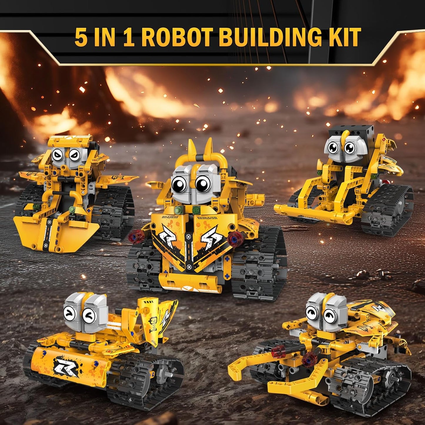 5 in 1 STEM Robot Building Kit with APP Remote Control, 705 PCS Engineering Robot Toys for Kids Age 8-16, Science Coding RC Robotics Kit Birthday Gifts for Boys Girls 6 7 8 9 10 11 12