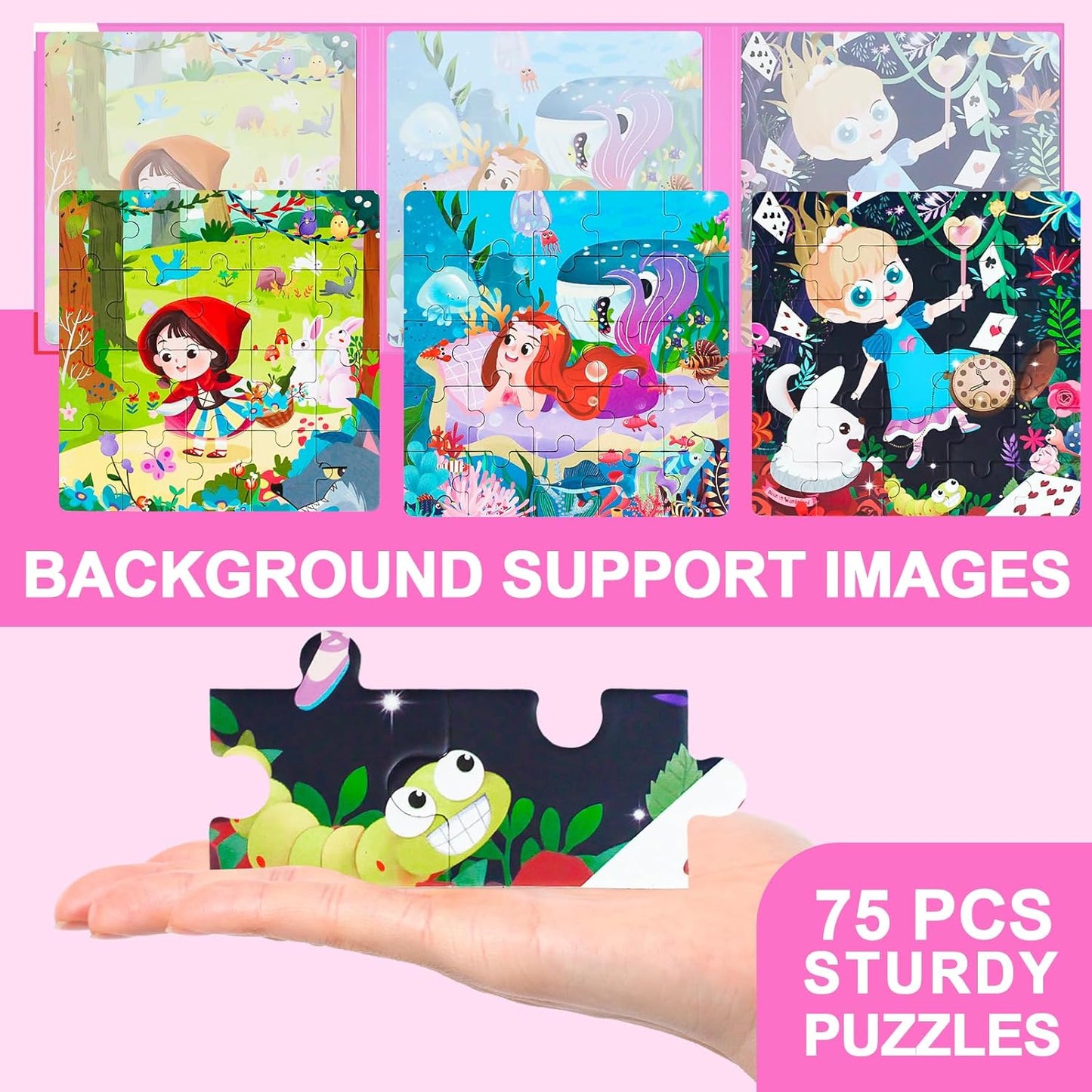 Magnetic Puzzles for Toddlers 1-3, Cartoon Mermaid Magnet 3 in 1 Jigsaw Puzzle, Kids Travel Puzzles Toys, Preschool Learning Toy for Kids 1-8 Year (Mermaid)
