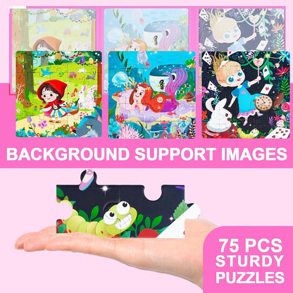 Magnetic Puzzles for Toddlers 1-3, Cartoon Mermaid Magnet 3 in 1 Jigsaw Puzzle, Kids Travel Puzzles Toys, Preschool Learning Toy for Kids 1-8 Year (Mermaid)