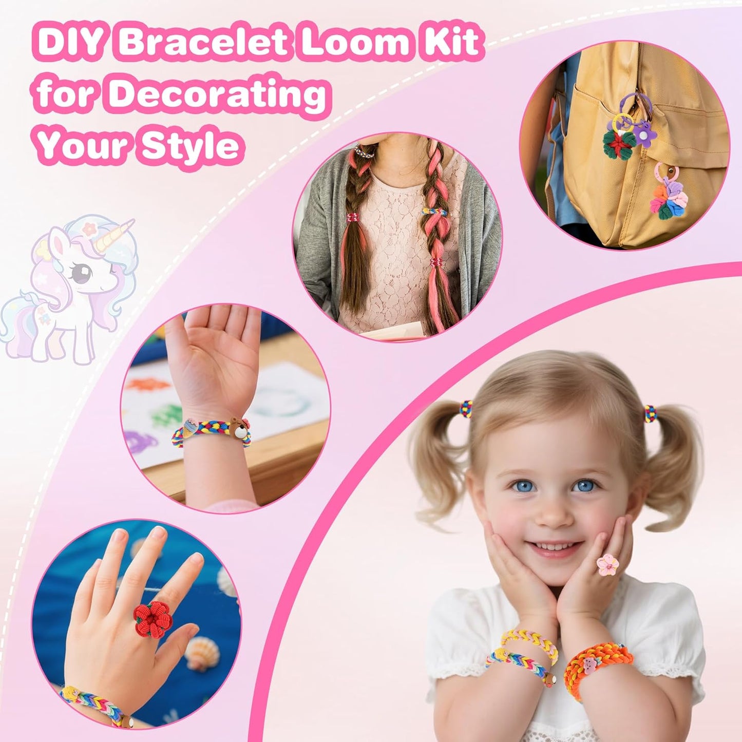 Nicella Bracelet Making Kit Gifts for Girls Ages 8-12, Weaving Loom Kit Toys, 1300+PCS Kids DIY Craft Kits with 2 Weaving Comb, Easter Gifts for Girls 6 7 8 9 10 11 12 Year Old