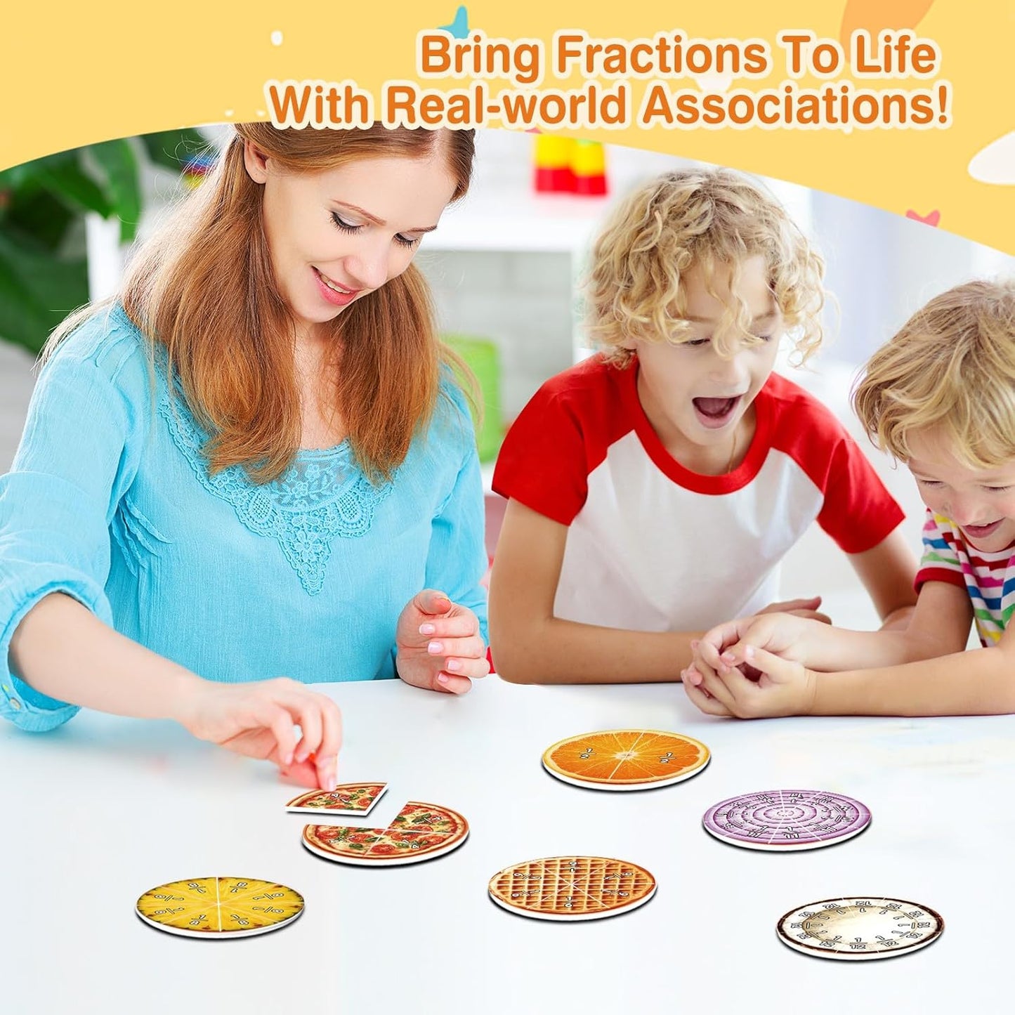 Magnetic Fraction Tiles & Circles, Bars,Math Manipulatives 2nd, 3rd, 4th, 5th Grade,Fraction Manipulatives for Kids Teachers Demonstration Teaching Homeschool Supplies Classroom Whiteboard