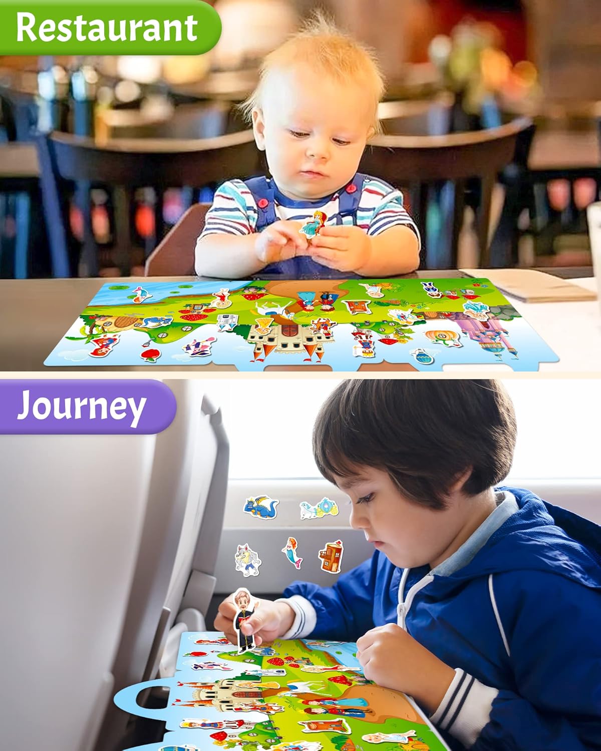 Benresive Reusable Sticker Books for Toddlers, Fun Travel Stickers for Kids, Toddler Sticker Book, Crafts Activities for Toddlers, 3 and Up Birthady Gifts - Vehicle