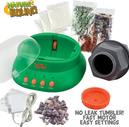 Nature Bound Starter Rock Tumbler Kit for Kids– Includes Rough Gemstones, Polishing Grits, Jewelry Fastenings, and Instructions – Great STEM Science Kit for The Future Geologist, Boys & Girls Ages 8+