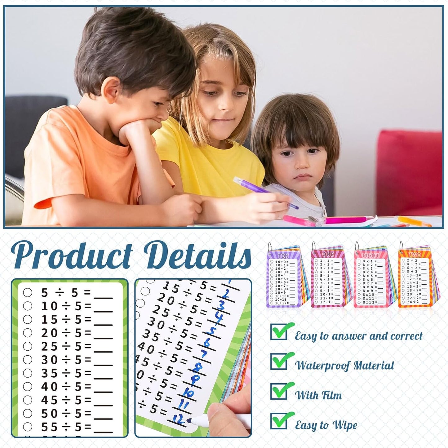 13 Pcs Multiplication Flashcards 0-12, Times Table Flash Cards Multiplication Chart Multiplications Game Math Flashcards for 1st to 3rd Grades